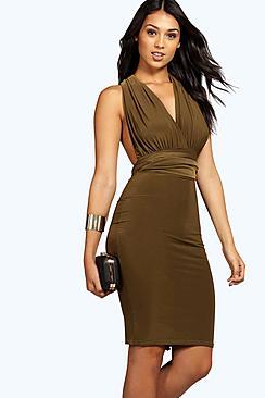 Boohoo Heidi Multi Way Strappy Slinky Bodycon Dress