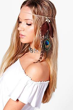 Boohoo Maya Multi Feather Hair Chain