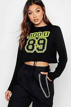 Boohoo Boo U 89 Printed Top With Drawcord Bottom
