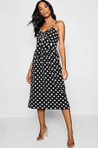 Boohoo Tall Knot Front Polka Dot Midi Dress