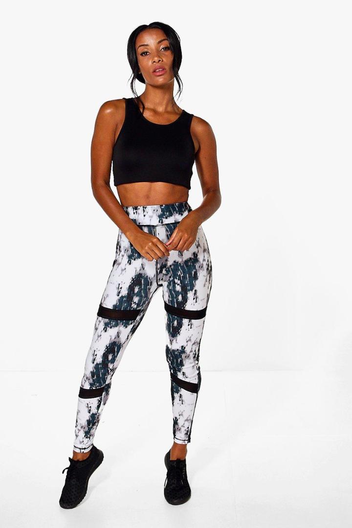 Boohoo Zoe Fit Pixel Mesh Insert Running Legging White