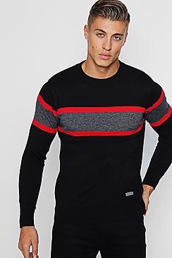 Boohoo Colour Block Crew Neck Jumper