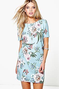 Boohoo Kerry Flower Printed Summer Shift Dress