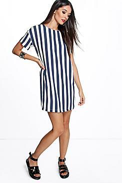 Boohoo Sarah Striped Shirt Dress