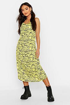 Boohoo Petite Cowl Neck Satin Midi Dress