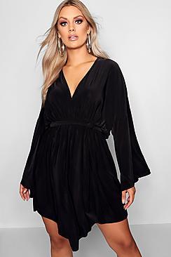 Boohoo Plus Kimono Tie Detail Dress