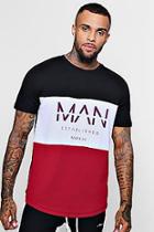 Boohoo Colour Block Man T-shirt With Curve Hem