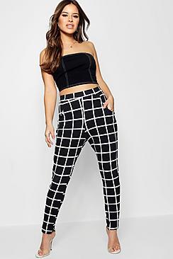 Boohoo Petite Alice Grid Check Cigarette Trouser