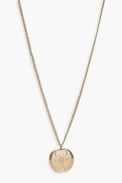 Boohoo Scorpio Zodiac Coin Pendant Necklace