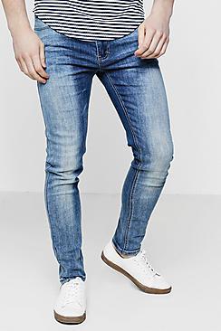 Boohoo Skinny Fit Washed Blue Denim Jeans