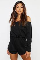 Boohoo Bardot Long Sleeve Sweat Playsuit