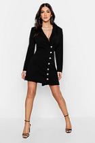 Boohoo Side Button Front Tailored Dress