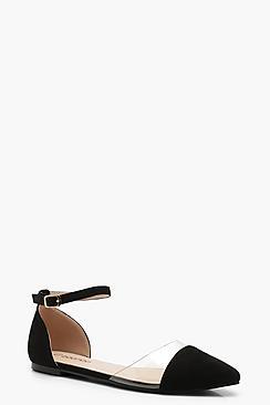 Boohoo Perspex Two Part Pointed Flats