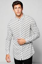 Boohoo Chevron Print Long Sleeve Shirt