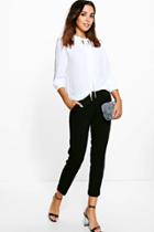 Boohoo Jasmine Stretch Turn Up Trouser Black