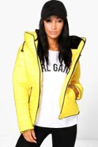 Boohoo Lily Quilted Padded Jacket Mustard