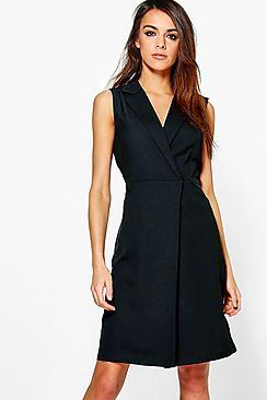 Boohoo Eleanor Sleeveless Collared Dress