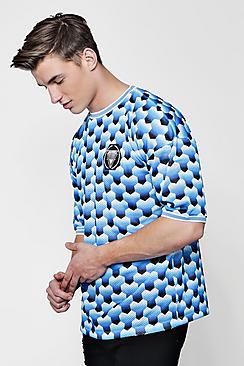Boohoo Boxy Fit Retro Print Football Shirt