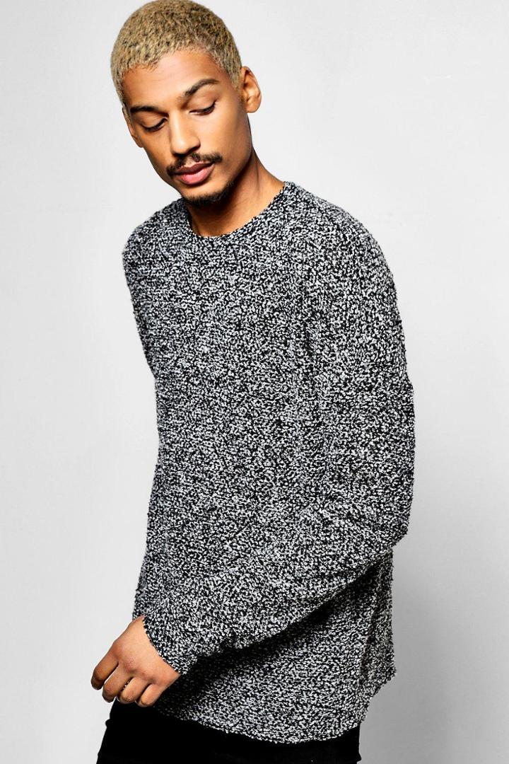 Boohoo Oversized Drop Shoulder Boucle Jumper Charcoal
