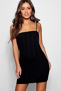 Boohoo Petite Cat Square Neck Bandage Bodycon Dress
