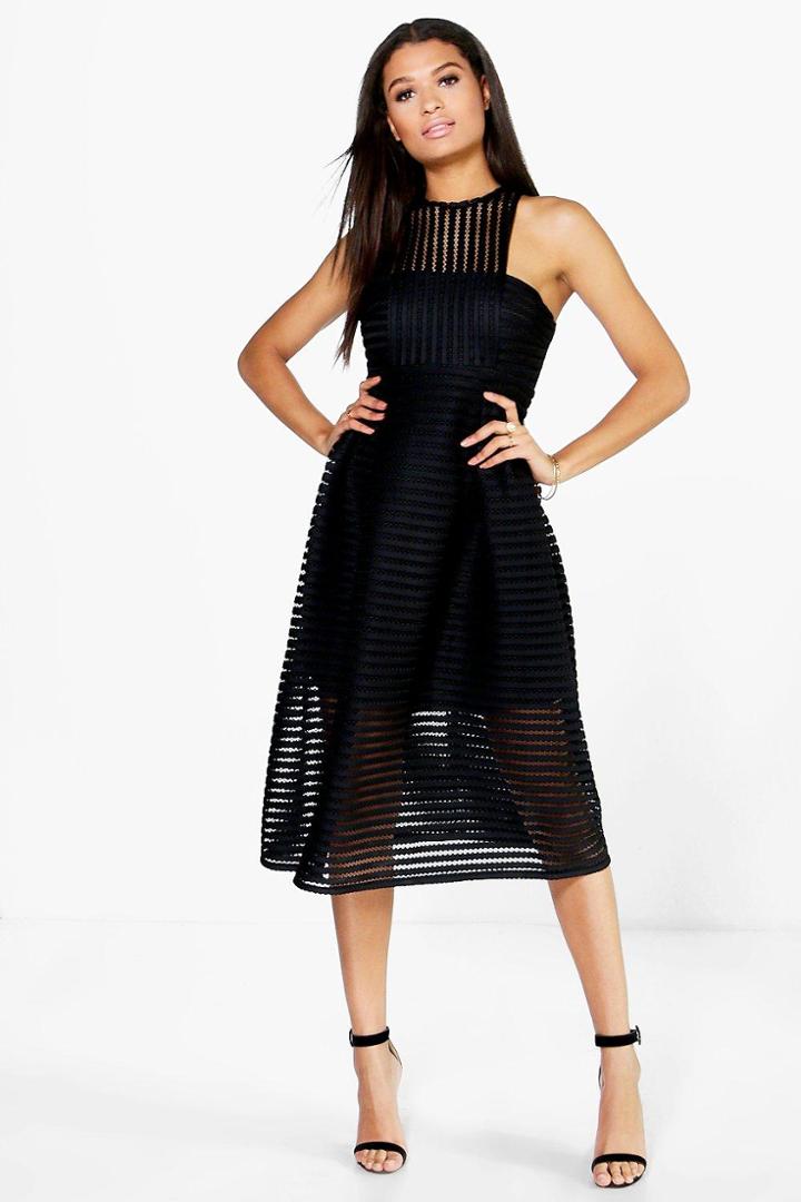 Boohoo Boutique Leah Shaped Neck Prom Dress Black