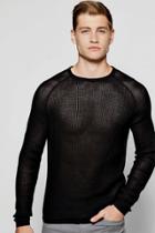 Boohoo Bagel Neck Draped Jumper With Open Knit Black