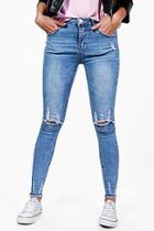 Boohoo Alex High Rise Distressed Split Leg Jeans