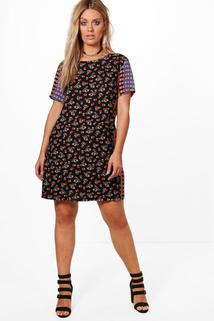 Boohoo Plus Lola Paisley Woven Shift Dress Multi