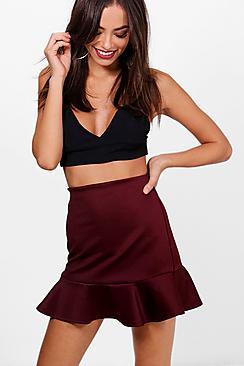 Boohoo Verity Drop Hem Scuba Mini Skirt