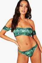Boohoo Barbados Mix And Match Rainforest Bardot Top