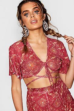 Boohoo Annabel Mesh Unicorn & Star Crop Top