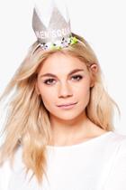 Boohoo Abbie Hen Squad Slogan Crown Headband Gold