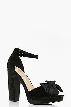 Boohoo Olivia Bow Trim Peeptoe Platform