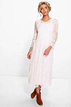 Boohoo Arianne Embroidered Lace Midaxi Dress