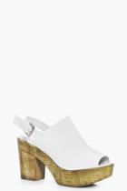 Boohoo Laura Slingback Peeptoe Mule White