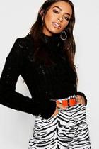 Boohoo Marl Cable Knit Chunky Crop Sweater