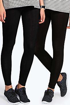 Boohoo Becki Two Pack Basic Jersey Viscose Leggings