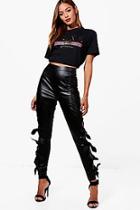 Boohoo Lily Pu Extreme Tie Side Skinny Trouser