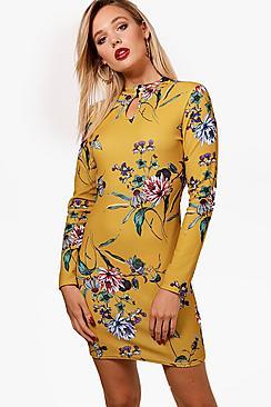Boohoo Lia Oriental Detail Shift Dress