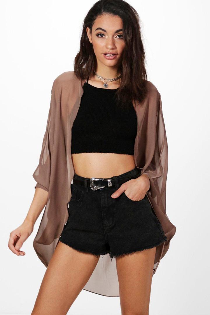 Boohoo Lucy Batwing Kimono Mocha