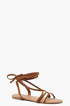 Boohoo Plait Wrap Strap Sandals