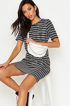 Boohoo Tall Stripe Rib T-shirt Dress