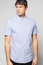 Boohoo Short Sleeve Horizontal Stripe Shirt Blue