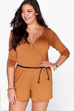Boohoo Plus Ainsley Wrap Front Playsuit