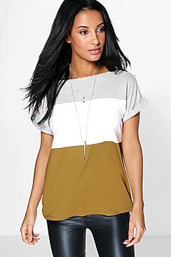 Boohoo Rebecca Colour Block Oversized Tee