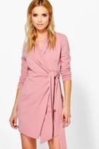 Boohoo Nancy Side Tie Tailored Blazer Dress Lotus