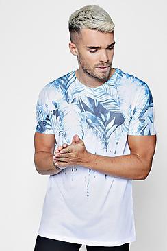 Boohoo Palm Print Faded Design T-shirt