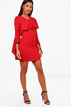 Boohoo Freya Ruffle Sleeve Shift Dress