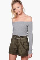 Boohoo Leah Belted Shorts