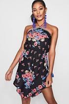 Boohoo Kailey Scarf Print Asymmetric Hem Dress